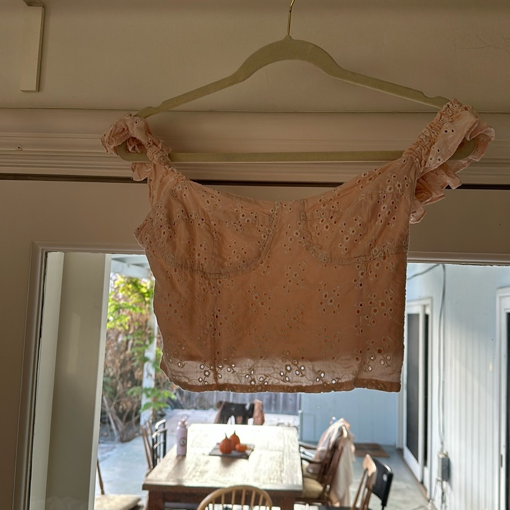 pink eyelet top